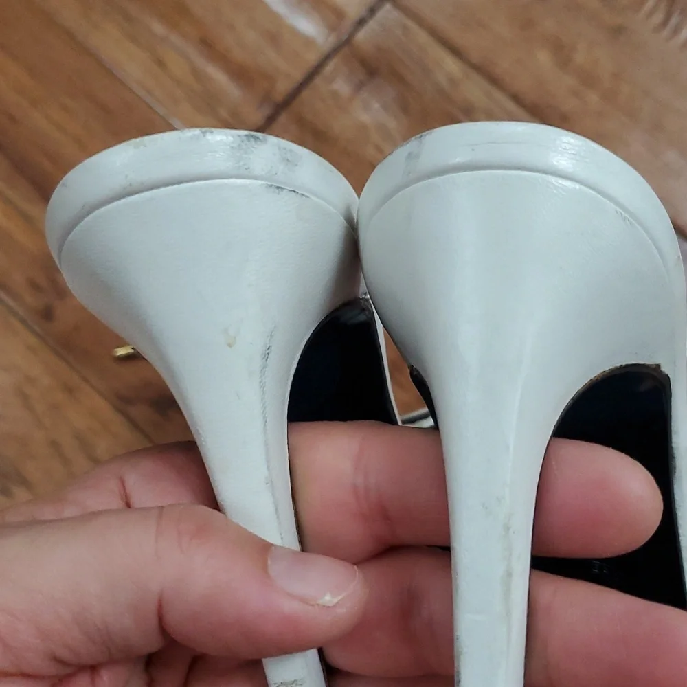 Versace Ankle Tie Glam White Mary Jane Heels